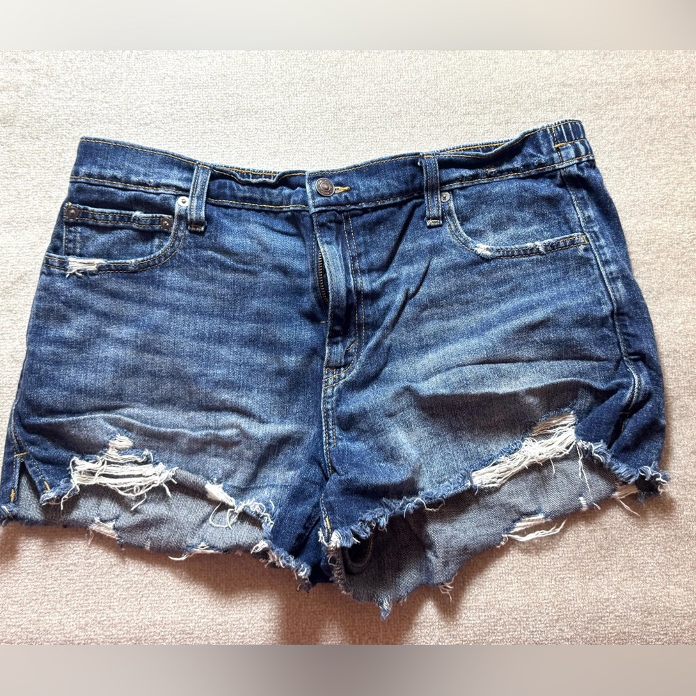 Aerie Dark Blue Distressed Jean Shorts